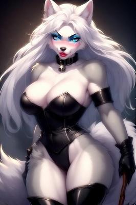 Ai pelzige weibliche Dominatrix Wolf