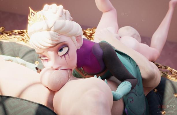 [Fireboxstudio] El trabajo de garganta súper húmedo de Elsa (congelado)