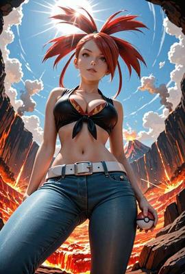 pokemon fire trainer Flannery by the valcano hentai
